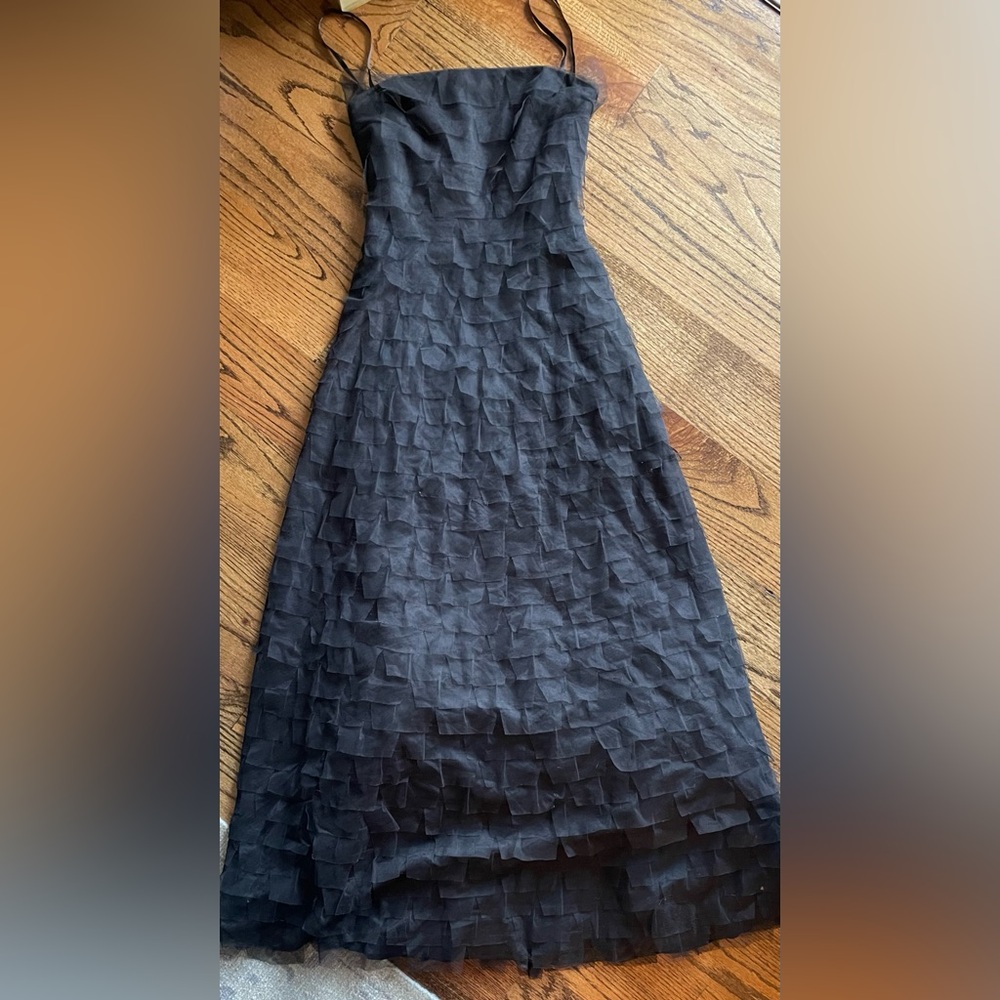 BCBGMaxAzria Black Tiered A-Line Formal Gown